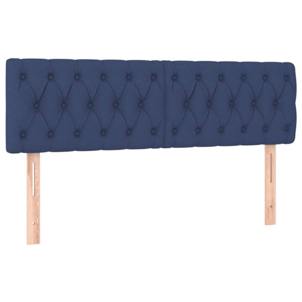 vidaXL LED Kopfteil Blau 144x7x78/88 cm Stoff