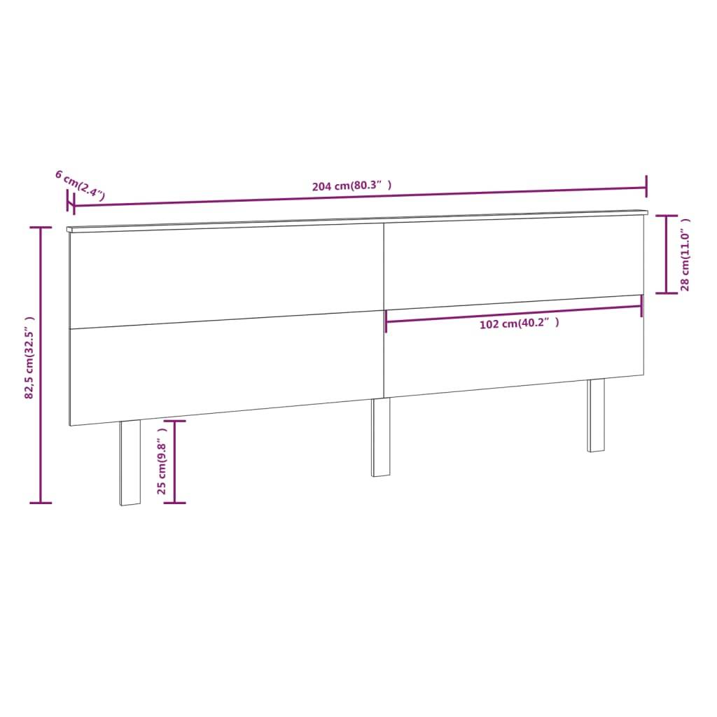 vidaXL Kopfteil Schwarz 204x6x82,5 cm Massivholz Kiefer