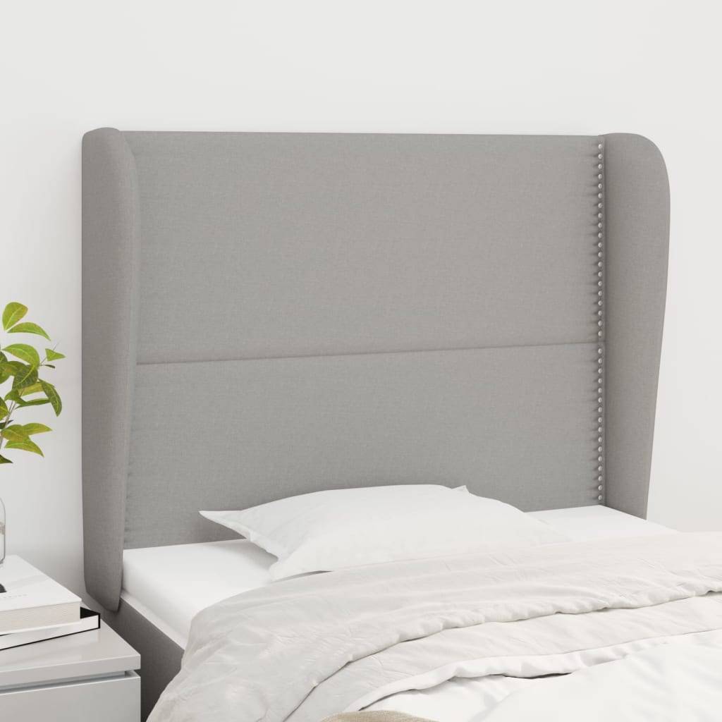 vidaXL Kopfteil mit Ohren Hellgrau 103x23x118/128 cm Stoff