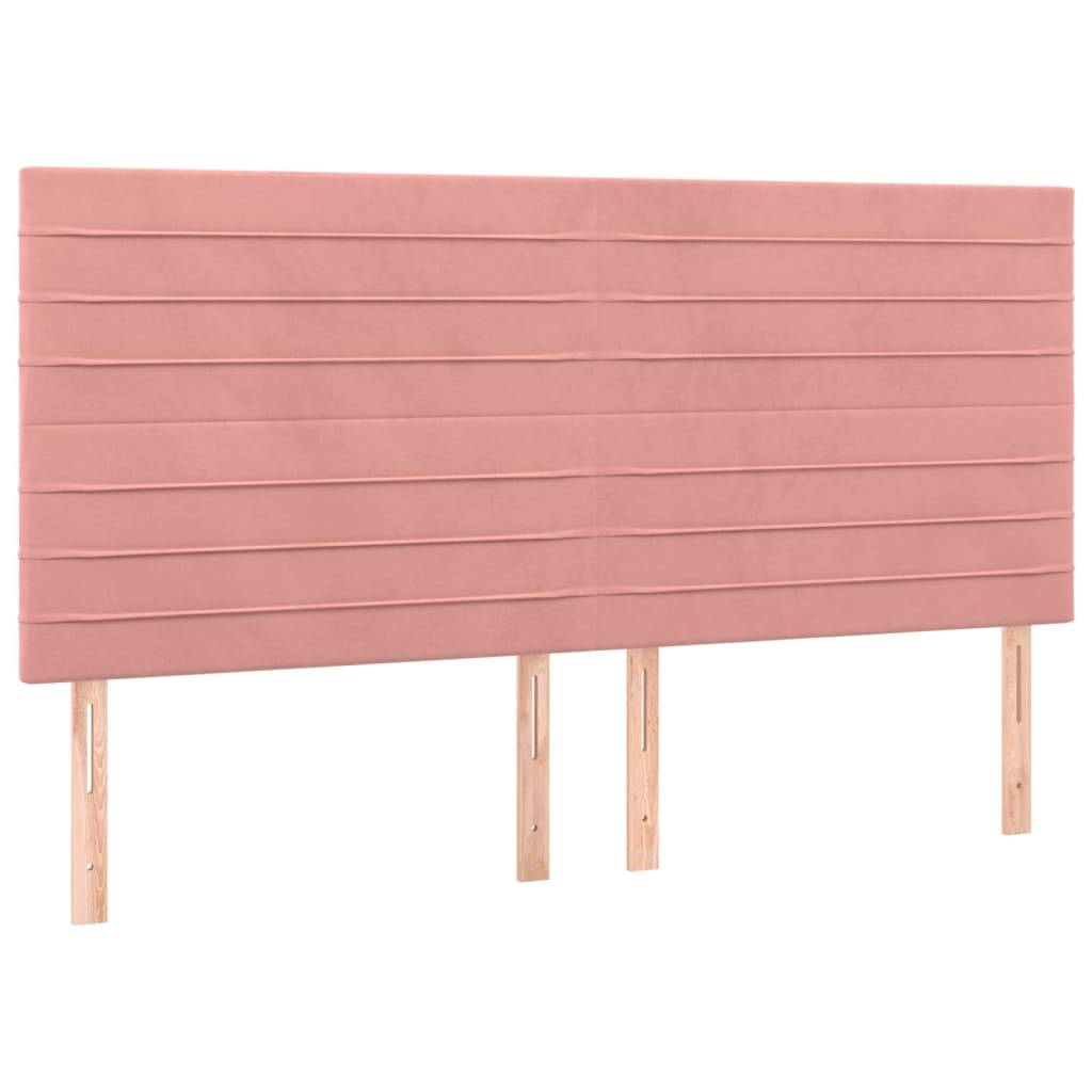 vidaXL LED Kopfteil Rosa 200x5x118/128 cm Samt