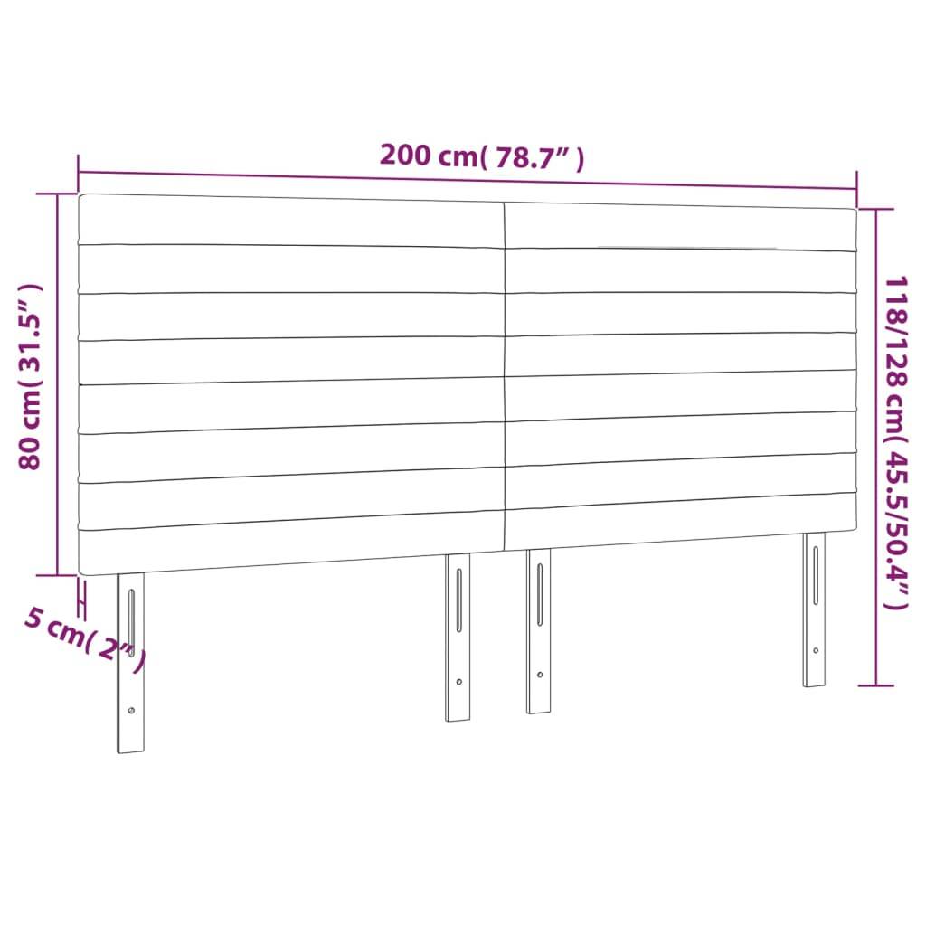 vidaXL LED Kopfteil Rosa 200x5x118/128 cm Samt
