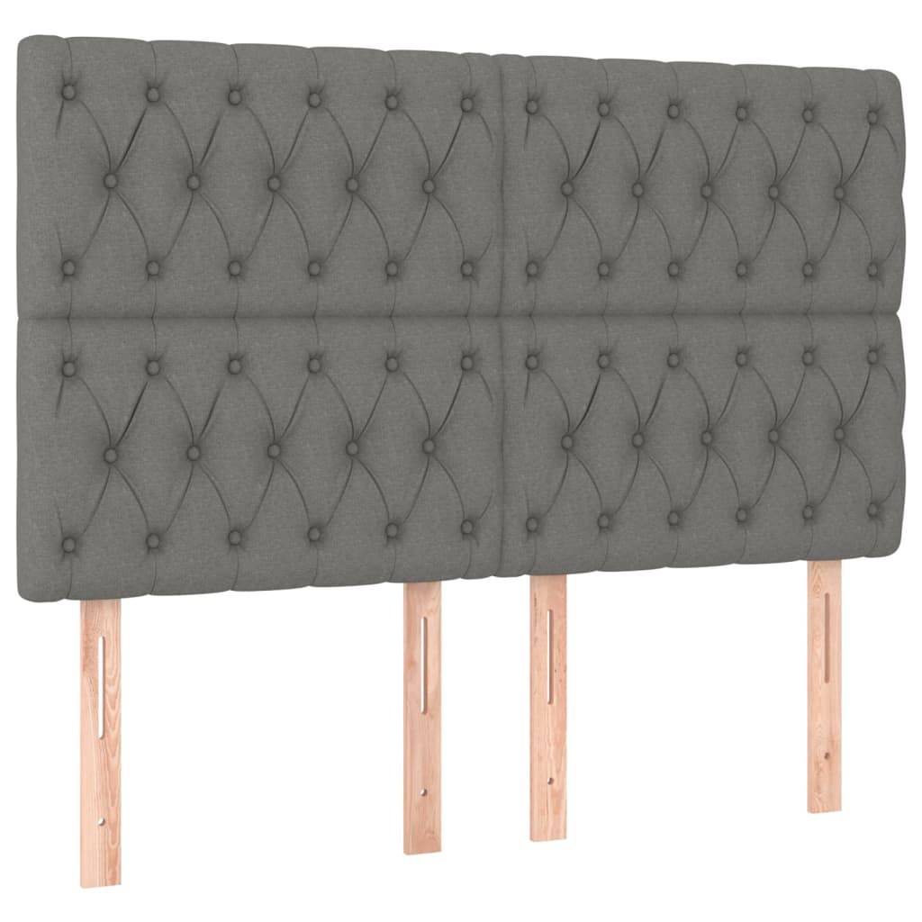 vidaXL Kopfteile 4 Stk. Dunkelgrau 72x7x78/88 cm Stoff