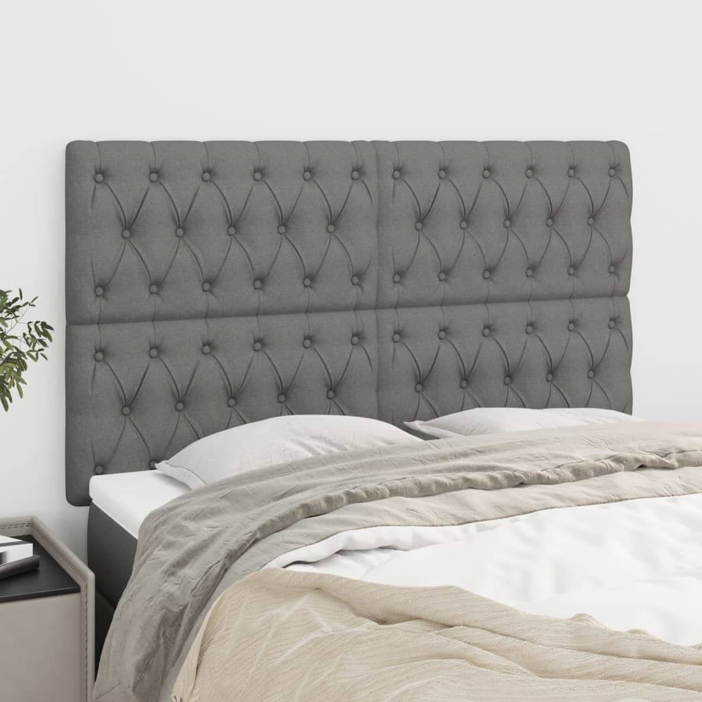 vidaXL Kopfteile 4 Stk. Dunkelgrau 72x7x78/88 cm Stoff
