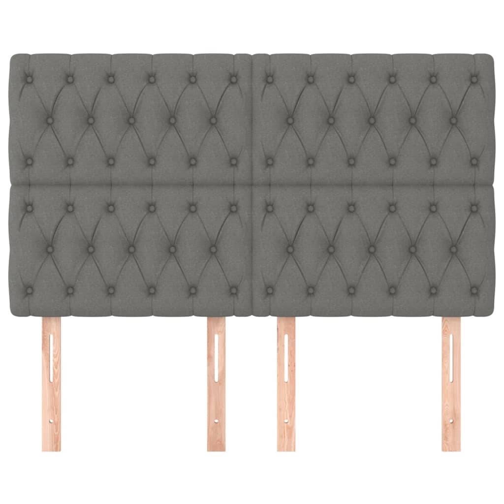 vidaXL Kopfteile 4 Stk. Dunkelgrau 72x7x78/88 cm Stoff