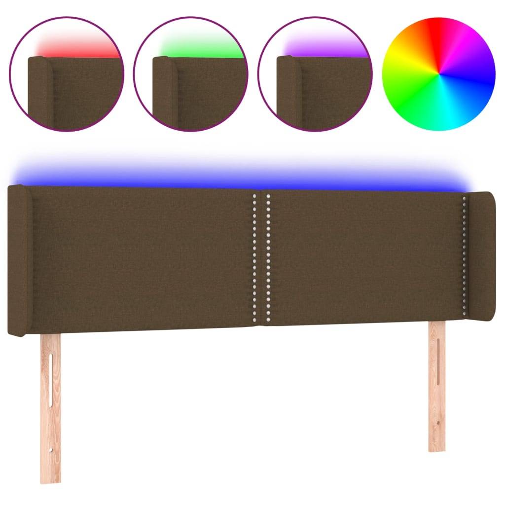 vidaXL LED Kopfteil Dunkelbraun 147x16x78/88 cm Stoff