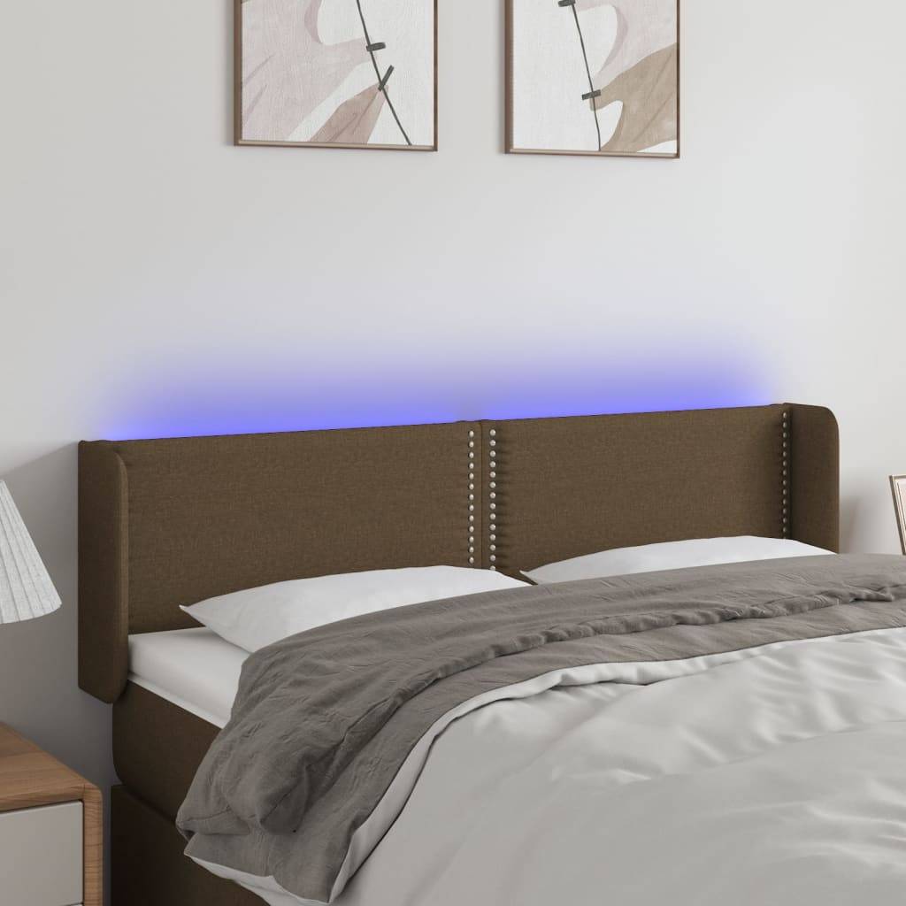 vidaXL LED Kopfteil Dunkelbraun 147x16x78/88 cm Stoff