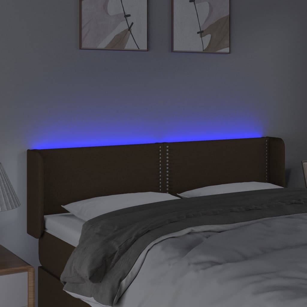 vidaXL LED Kopfteil Dunkelbraun 147x16x78/88 cm Stoff