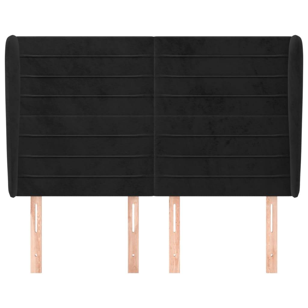 vidaXL Kopfteil mit Ohren Schwarz 147x23x118/128 cm Samt