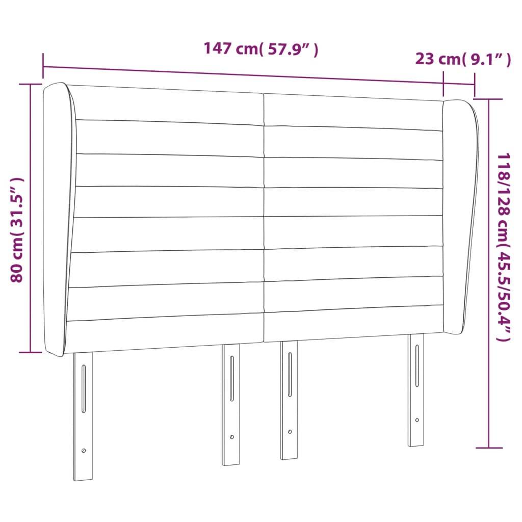 vidaXL Kopfteil mit Ohren Schwarz 147x23x118/128 cm Samt