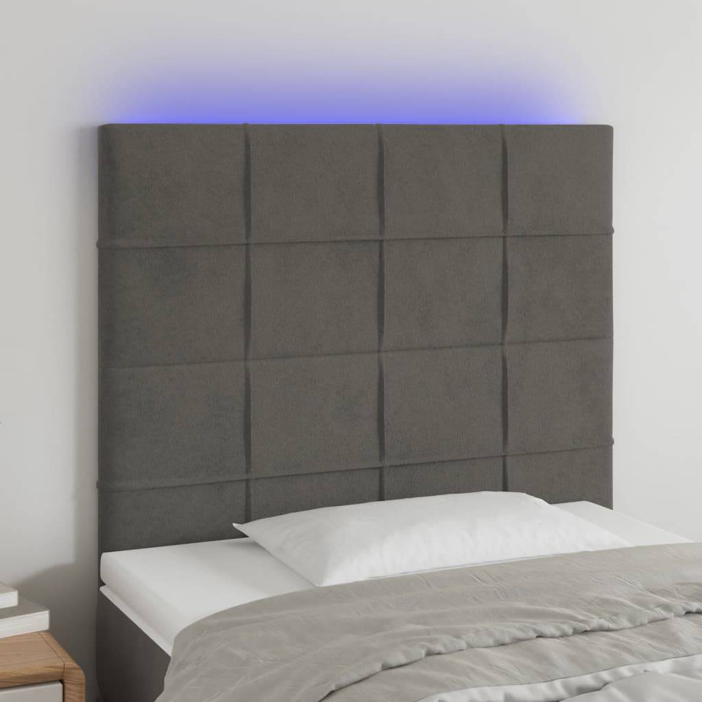 vidaXL LED Kopfteil Dunkelgrau 100x5x118/128 cm Samt