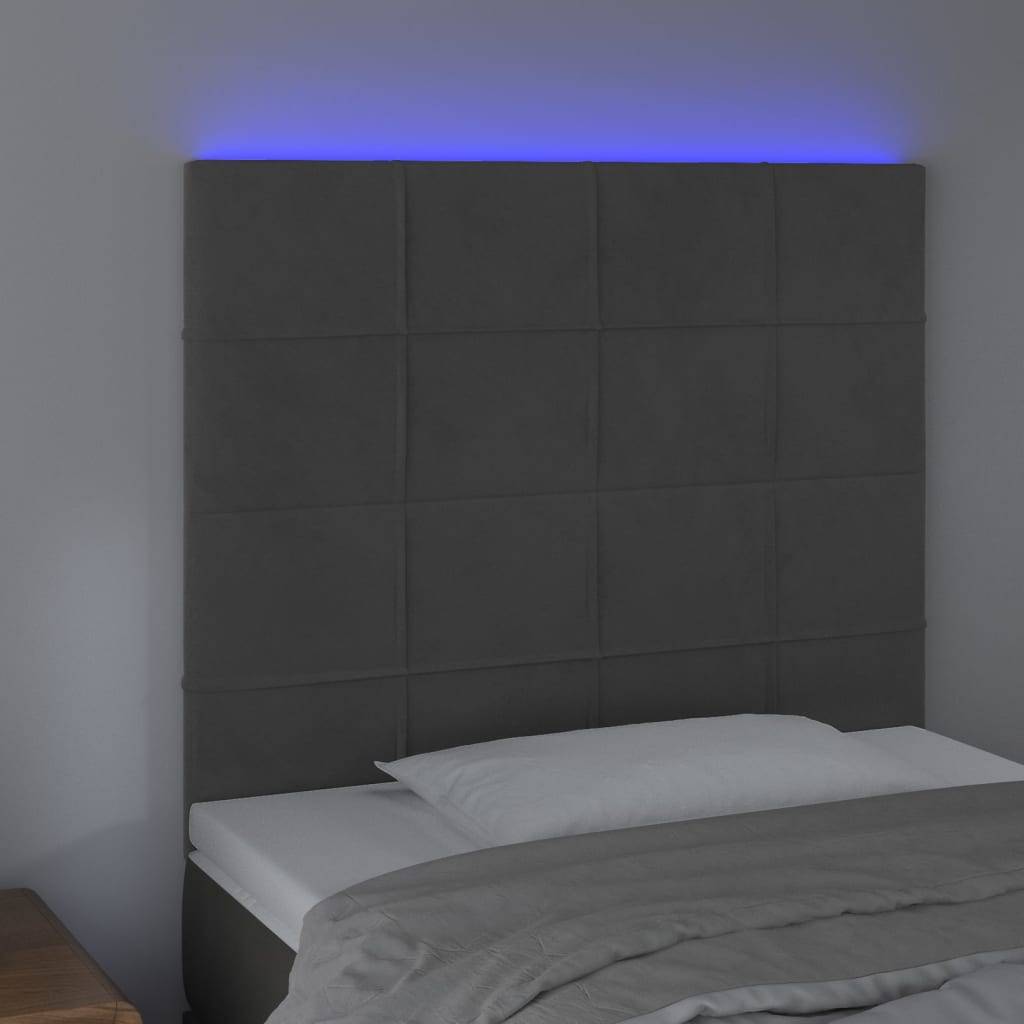 vidaXL LED Kopfteil Dunkelgrau 100x5x118/128 cm Samt