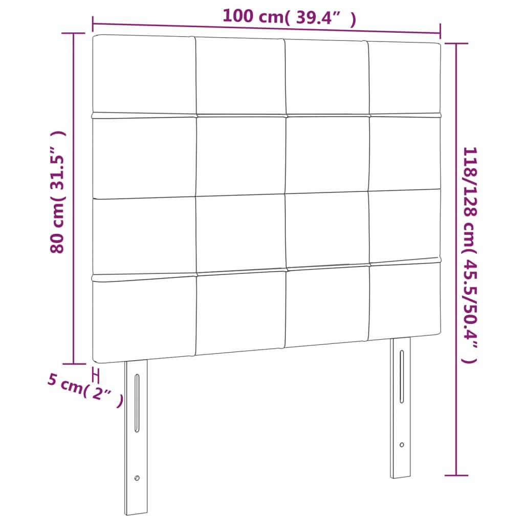 vidaXL LED Kopfteil Dunkelgrau 100x5x118/128 cm Samt