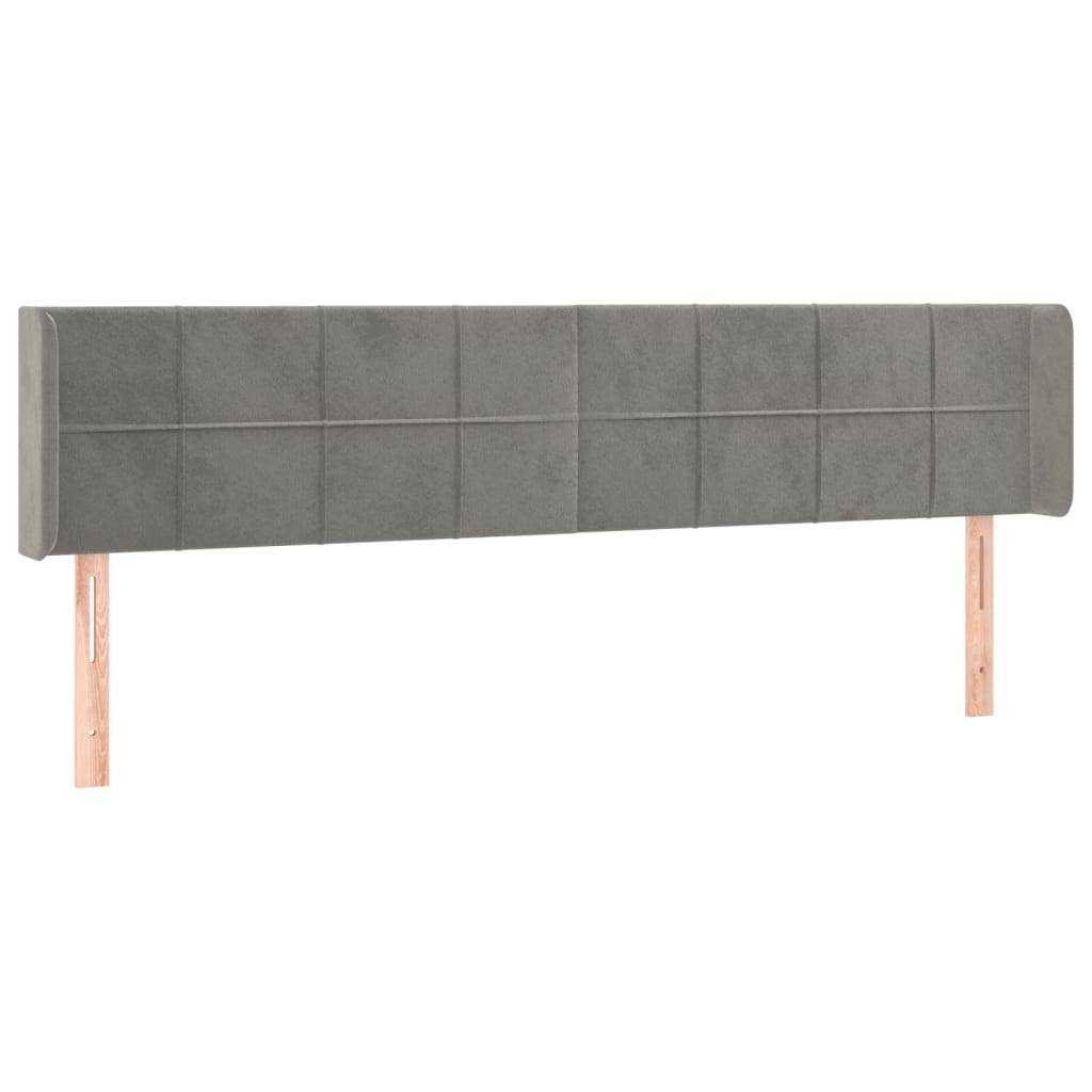 vidaXL LED Kopfteil Hellgrau 183x16x78/88 cm Samt
