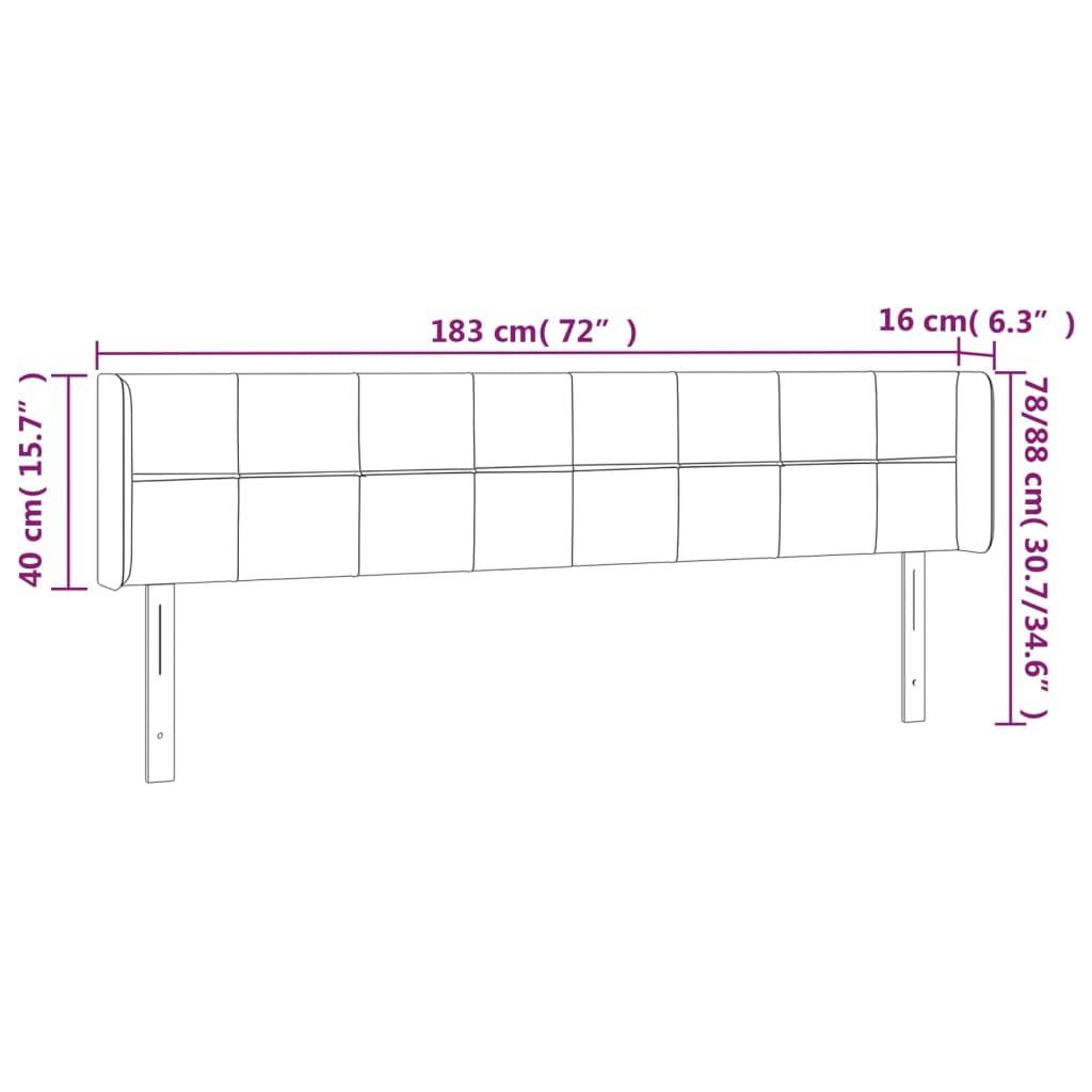 vidaXL LED Kopfteil Hellgrau 183x16x78/88 cm Samt