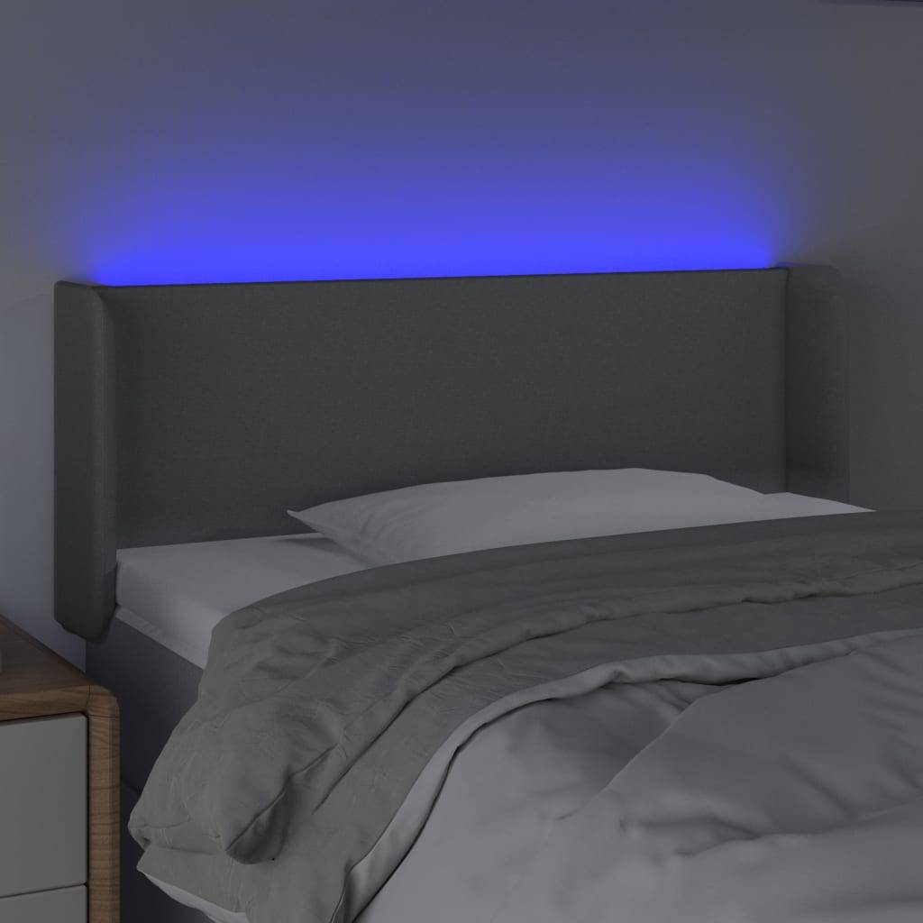 vidaXL LED Kopfteil Hellgrau 103x16x78/88 cm Stoff