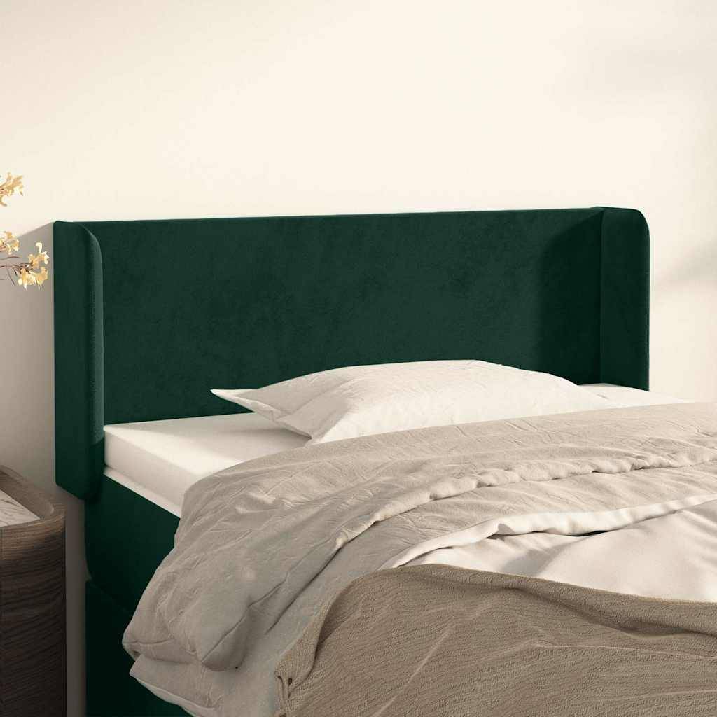 vidaXL Kopfteil mit Ohren Dunkelgrün 83x16x78/88 cm Samt