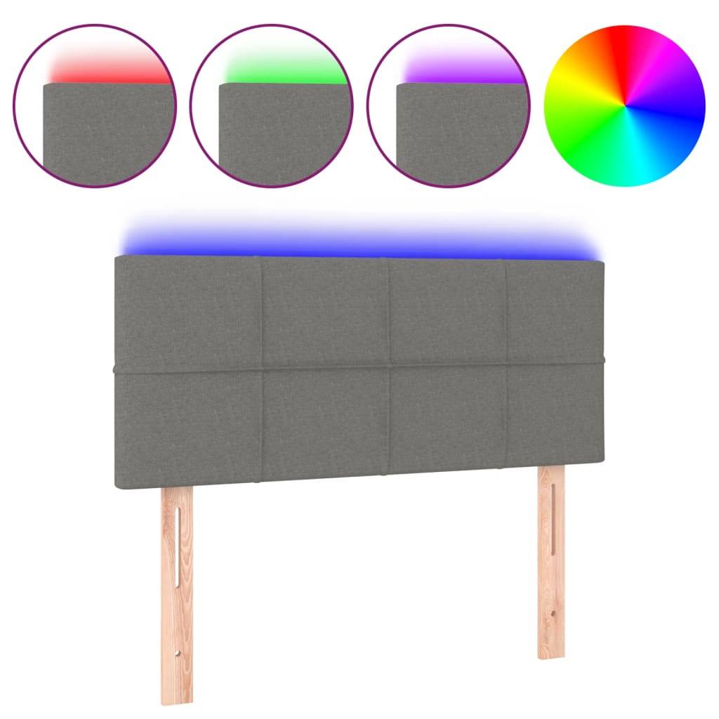 vidaXL LED Kopfteil Dunkelgrau 90x5x78/88 cm Stoff