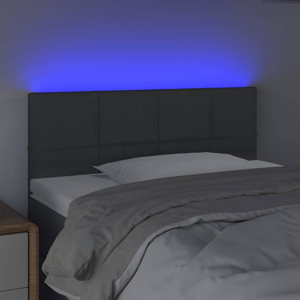 vidaXL LED Kopfteil Dunkelgrau 90x5x78/88 cm Stoff