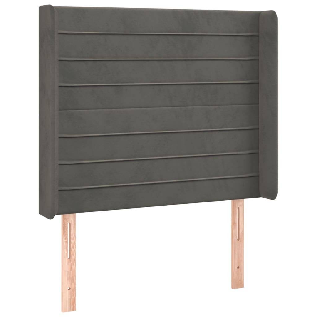 vidaXL Kopfteil mit Ohren Dunkelgrau 93x16x118/128 cm Samt