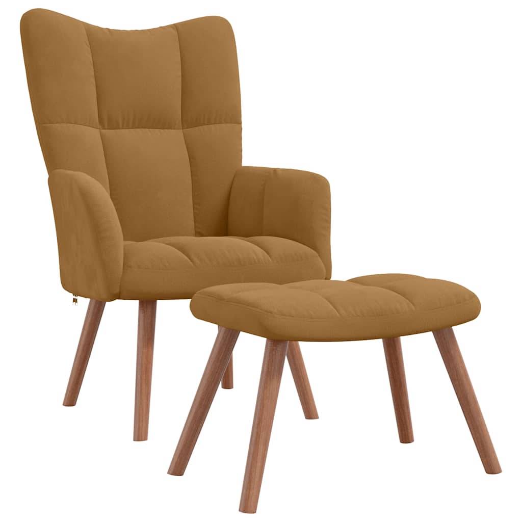 vidaXL Relaxsessel mit Hocker Braun Samt