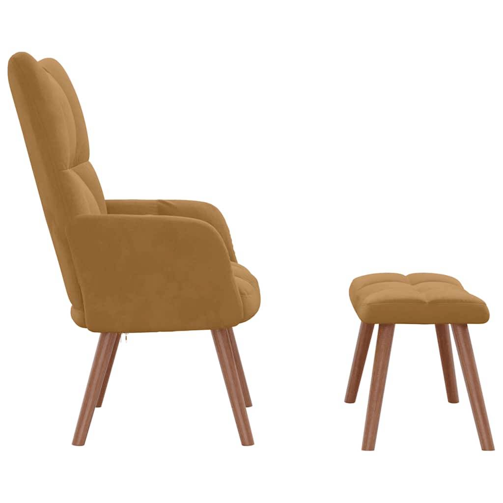 vidaXL Relaxsessel mit Hocker Braun Samt