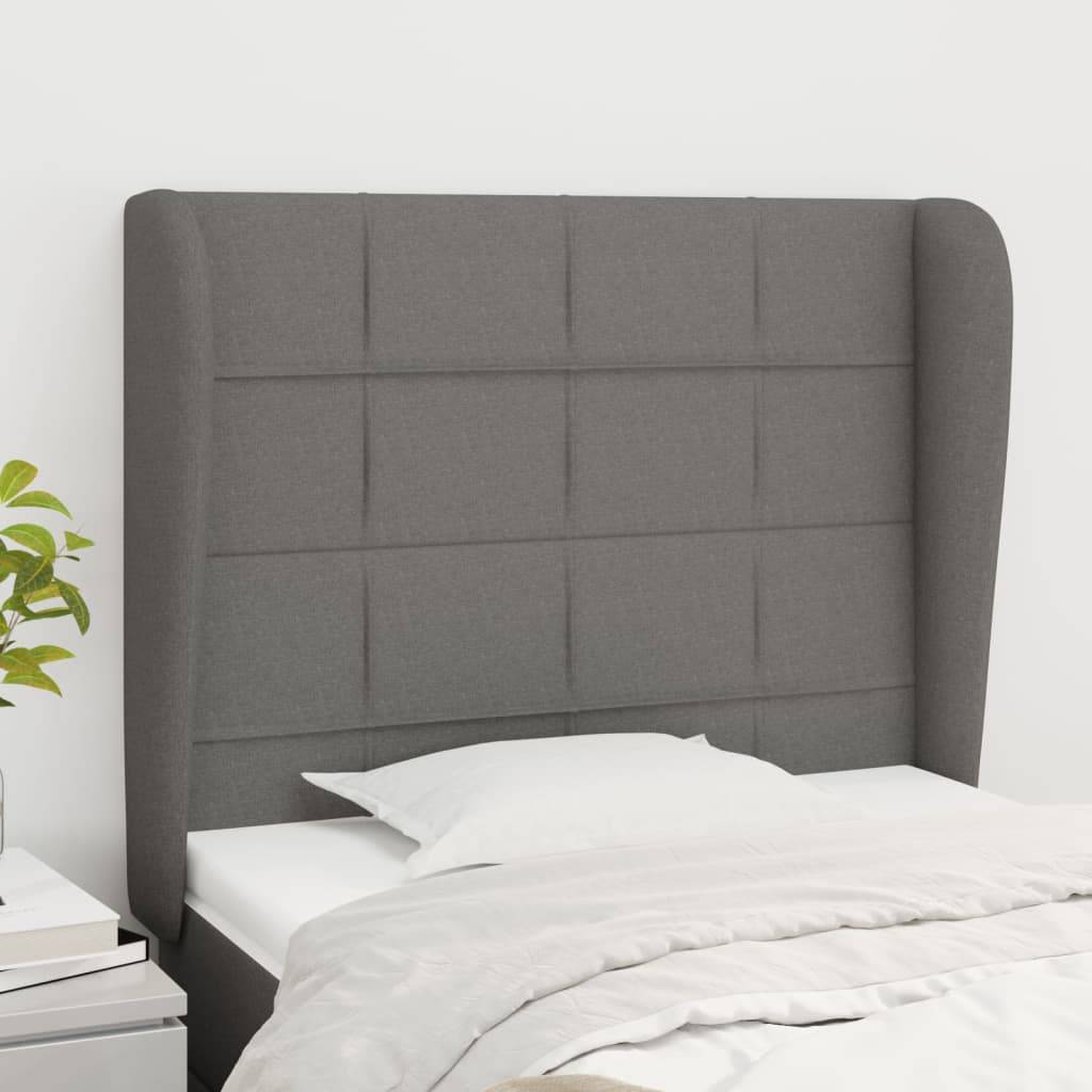 vidaXL Kopfteil mit Ohren Dunkelgrau 83x23x118/128 cm Stoff