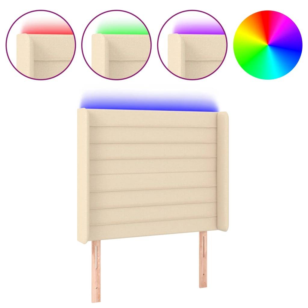 vidaXL LED Kopfteil Creme 93x16x118/128 cm Stoff