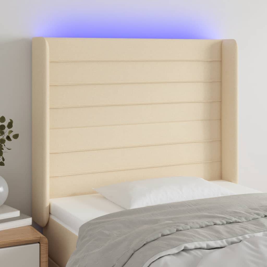 vidaXL LED Kopfteil Creme 93x16x118/128 cm Stoff