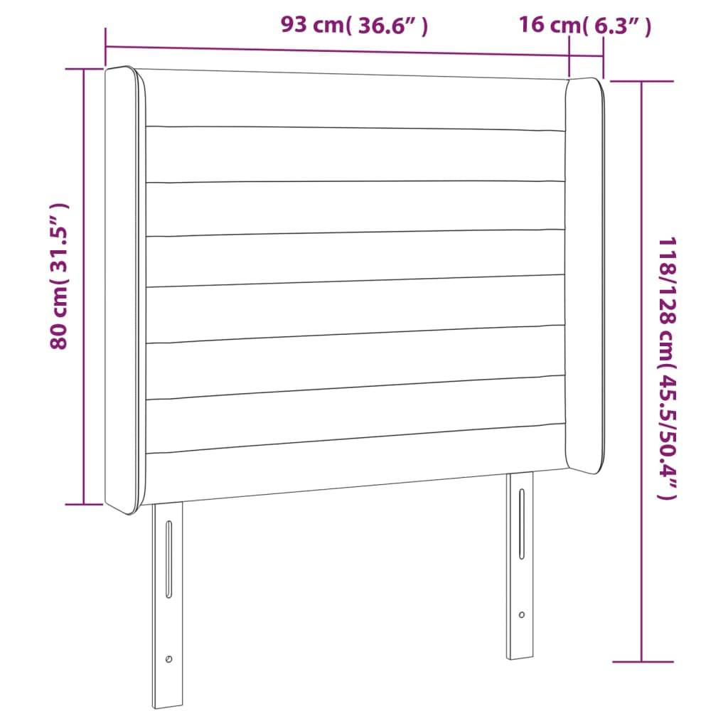 vidaXL LED Kopfteil Creme 93x16x118/128 cm Stoff