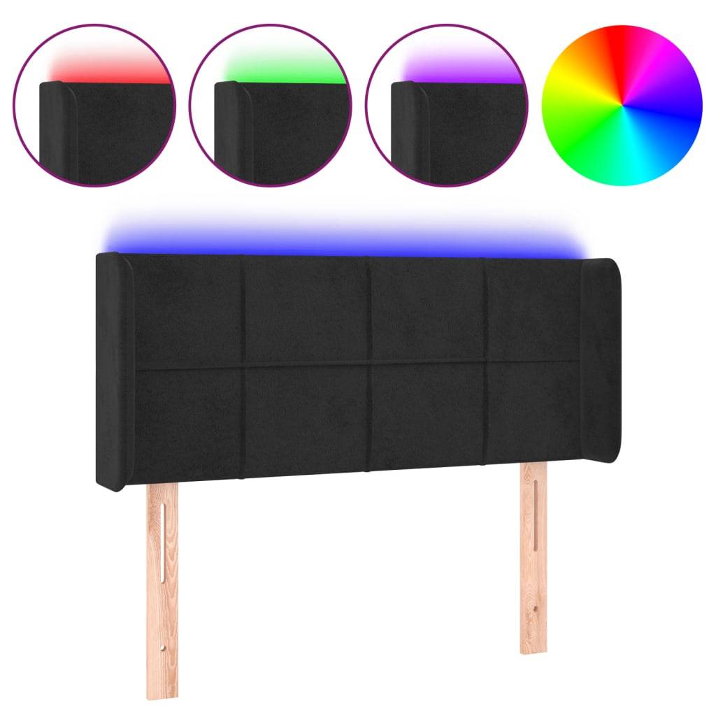 vidaXL LED Kopfteil Schwarz 103x16x78/88 cm Samt