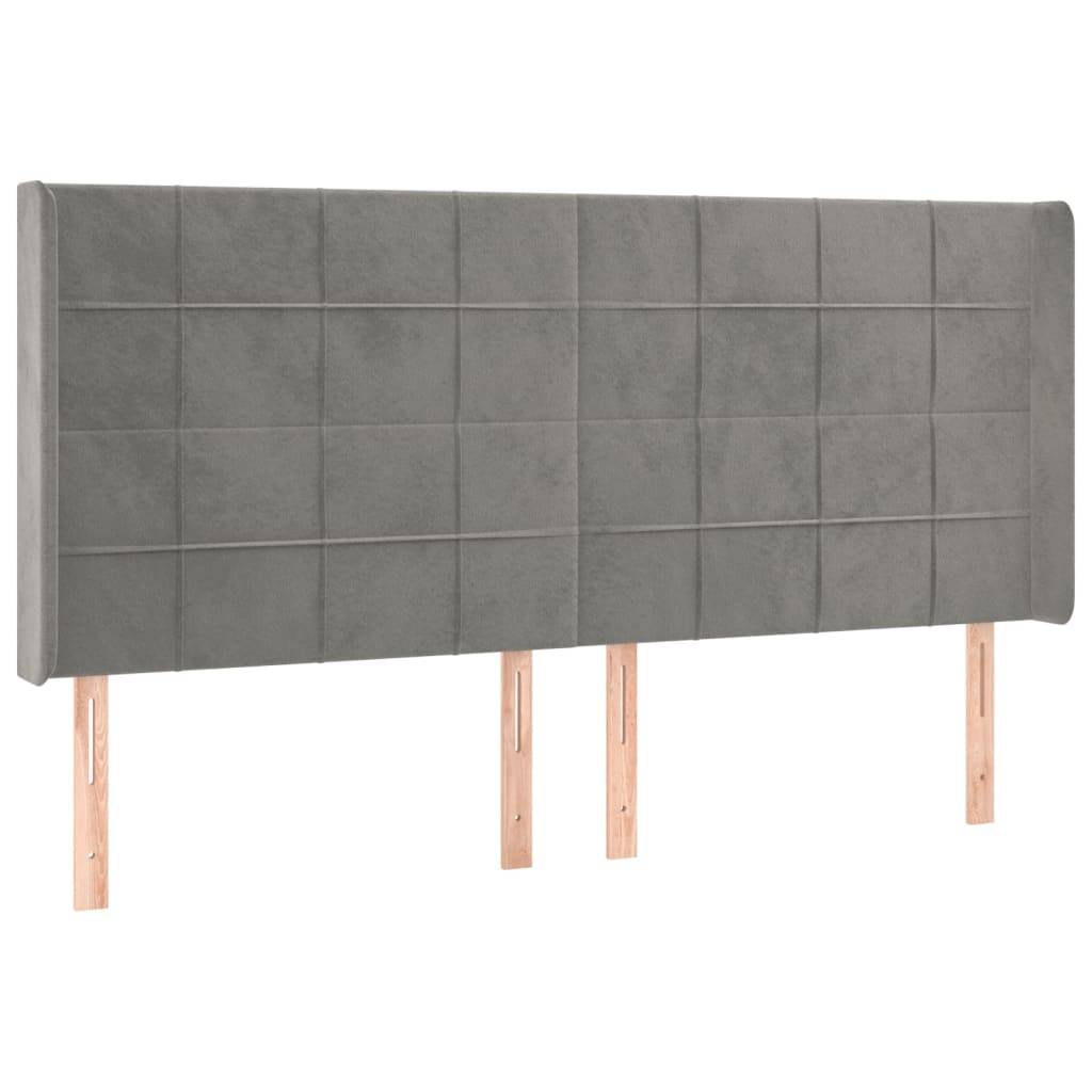 vidaXL Kopfteil mit Ohren Hellgrau 163x16x118/128 cm Samt