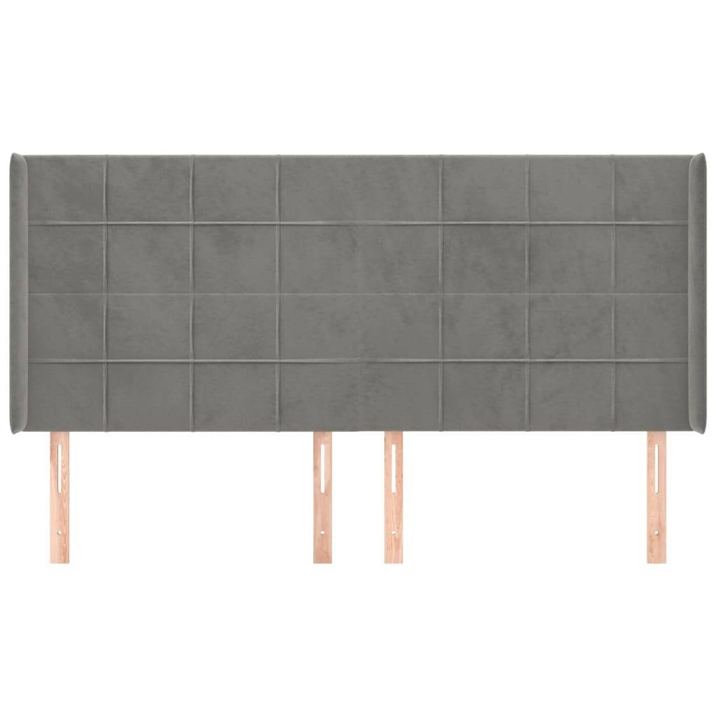 vidaXL Kopfteil mit Ohren Hellgrau 163x16x118/128 cm Samt