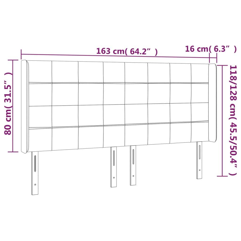 vidaXL Kopfteil mit Ohren Hellgrau 163x16x118/128 cm Samt