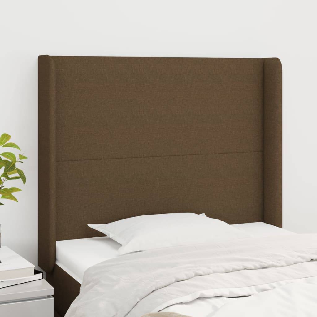 vidaXL Kopfteil mit Ohren Dunkelbraun 103x16x118/128 cm Stoff