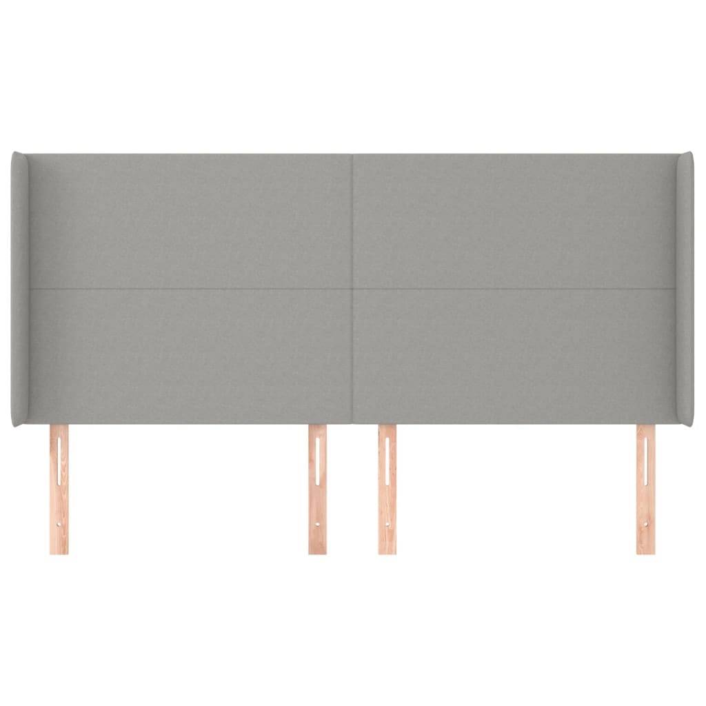 vidaXL Kopfteil mit Ohren Hellgrau 183x16x118/128 cm Stoff