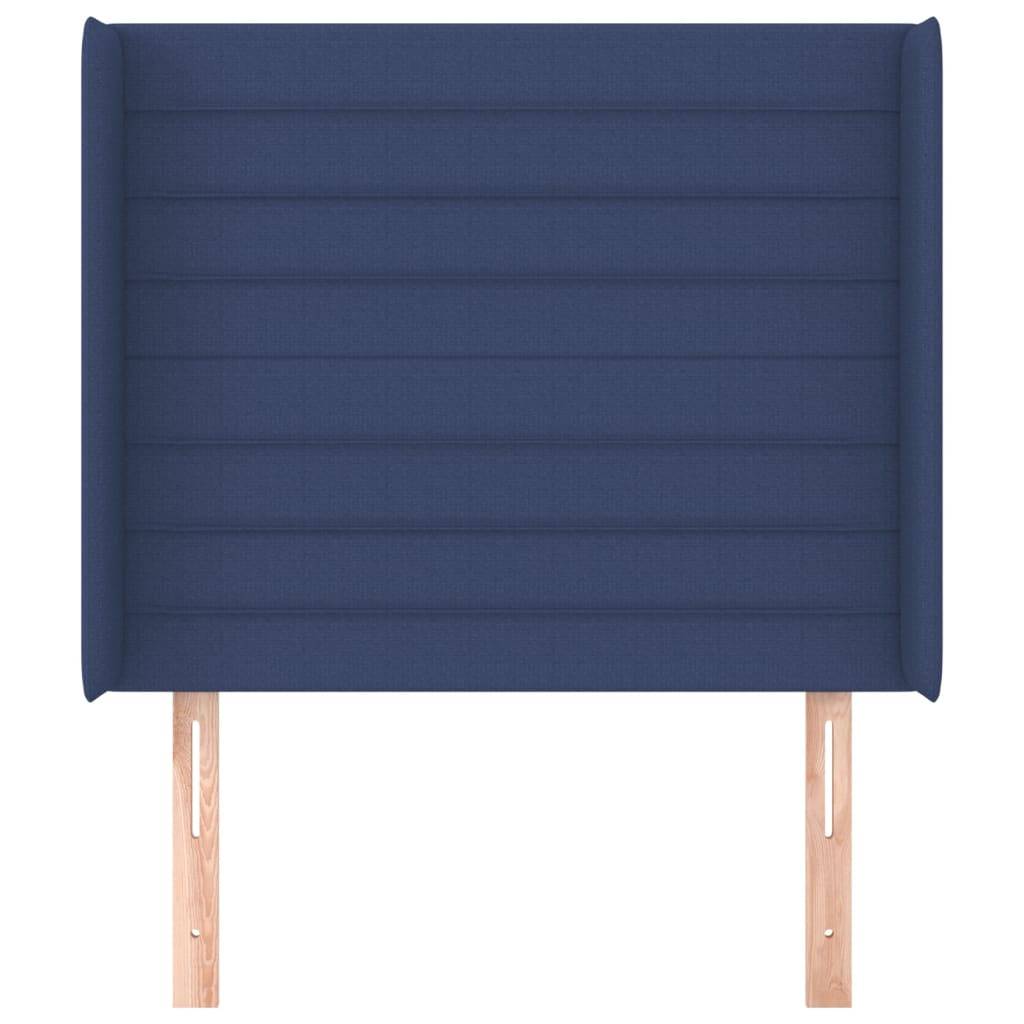 vidaXL Kopfteil mit Ohren Blau 103x16x118/128 cm Stoff