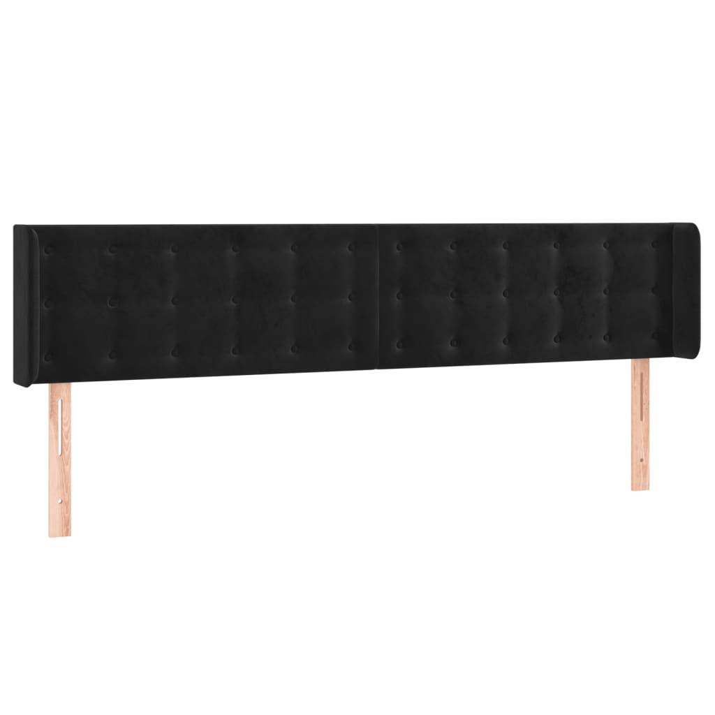 vidaXL LED Kopfteil Schwarz 203x16x78/88 cm Samt
