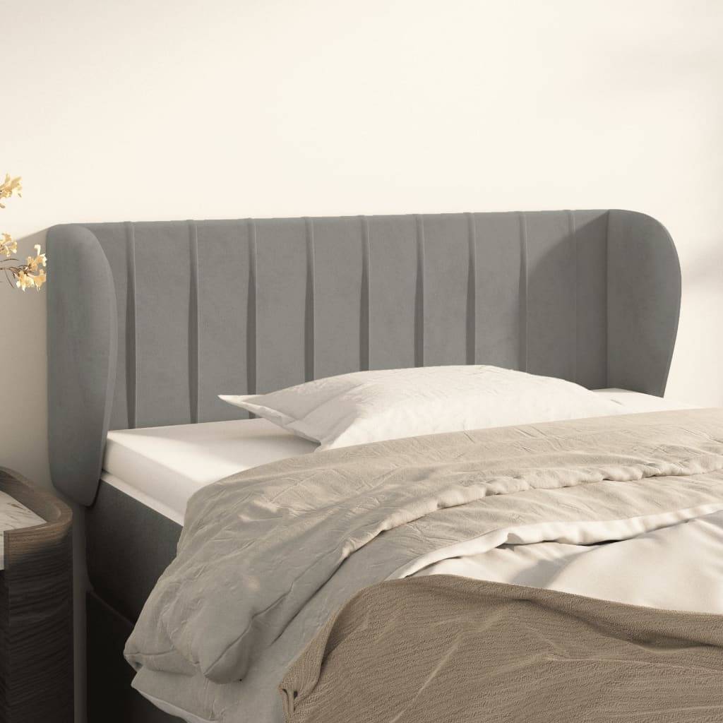 vidaXL Kopfteil mit Ohren Hellgrau 103x23x78/88 cm Samt