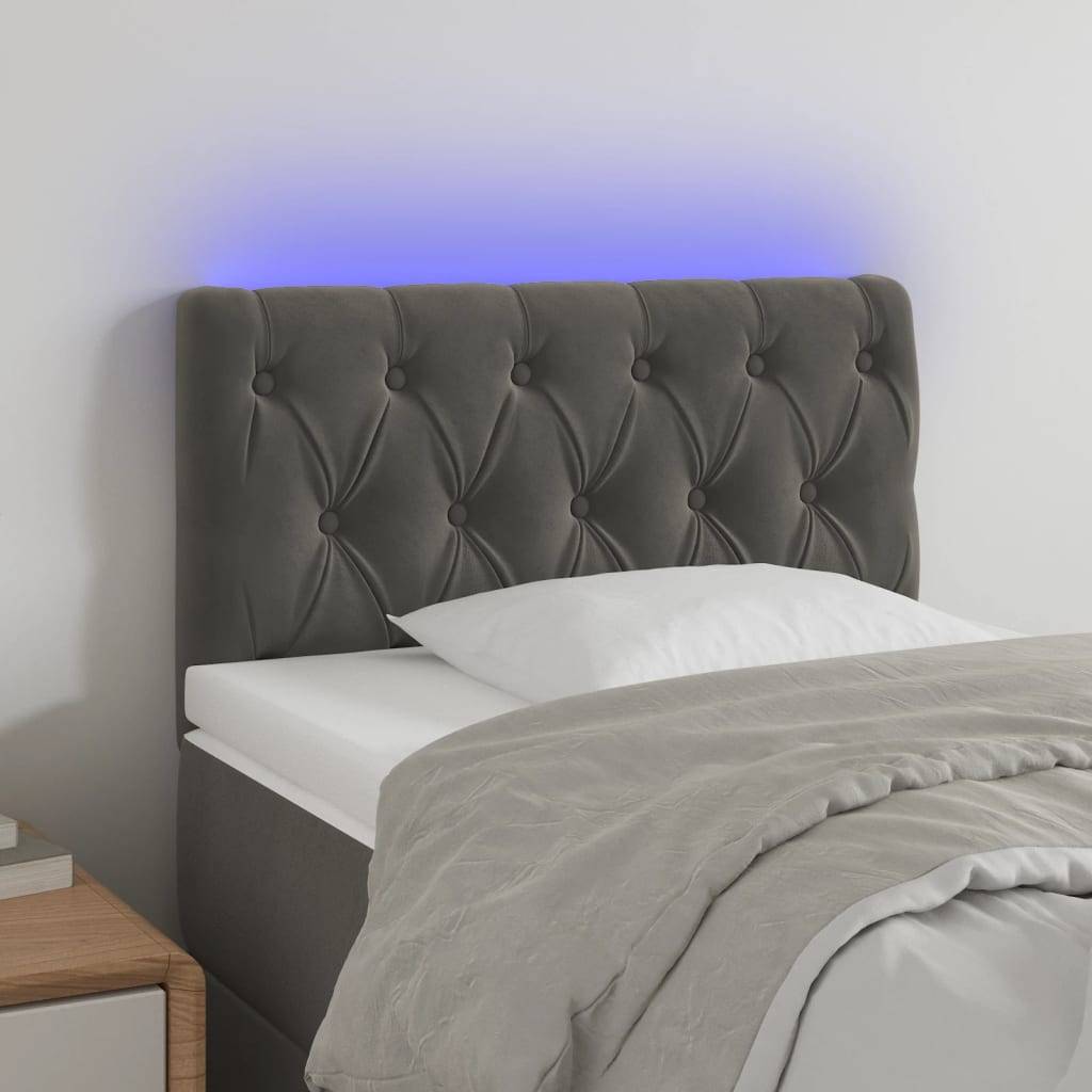 vidaXL LED Kopfteil Dunkelgrau 80x7x78/88 cm Samt