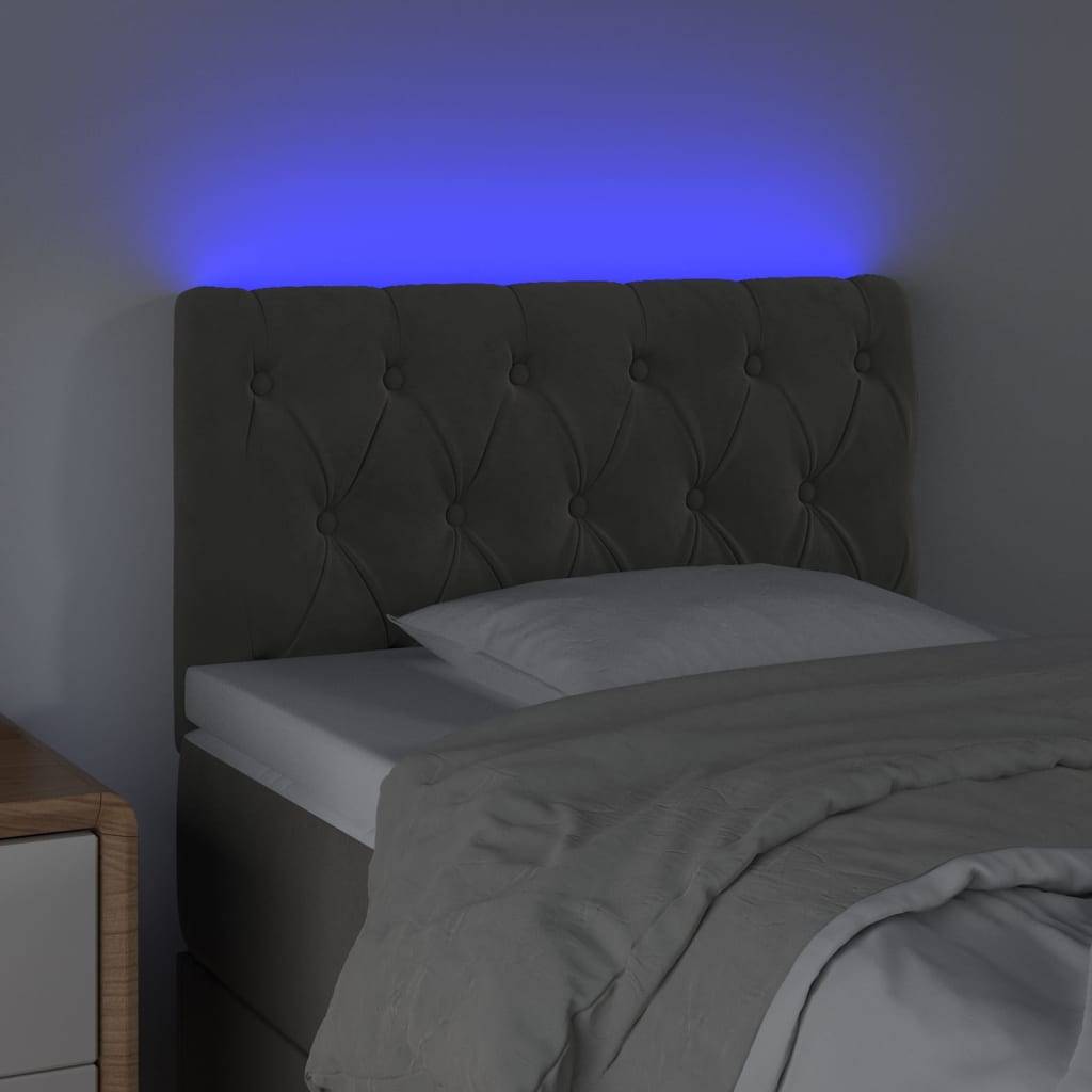 vidaXL LED Kopfteil Dunkelgrau 80x7x78/88 cm Samt