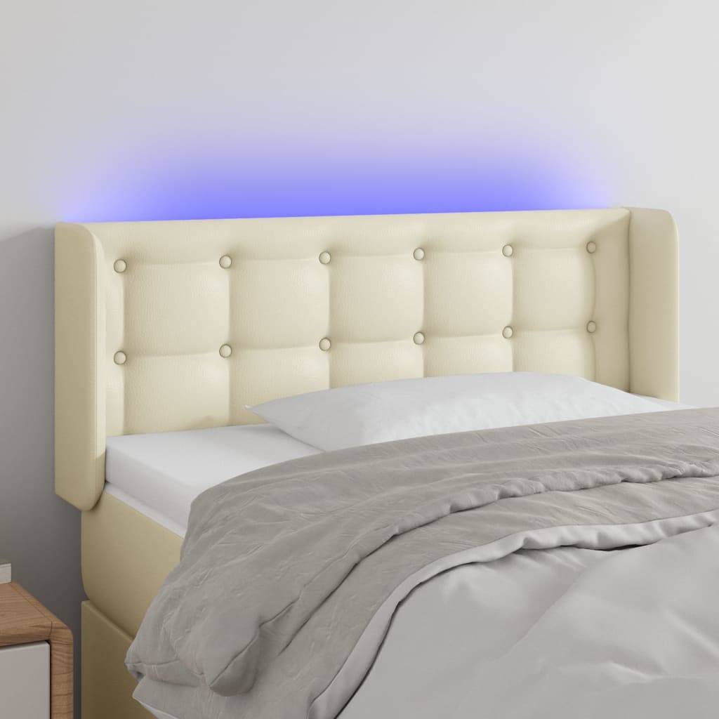 vidaXL LED Kopfteil Creme 83x16x78/88 cm Kunstleder