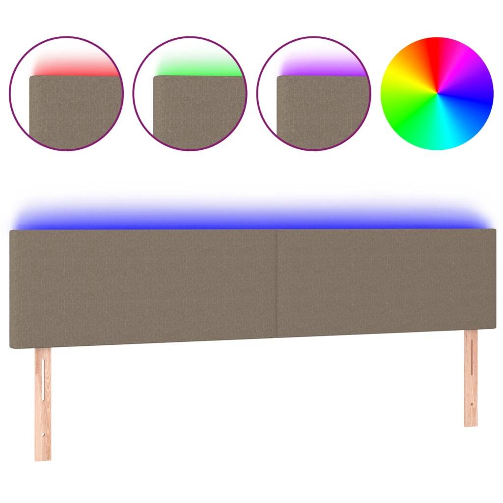 vidaXL LED Kopfteil Taupe 160x5x78/88 cm Stoff