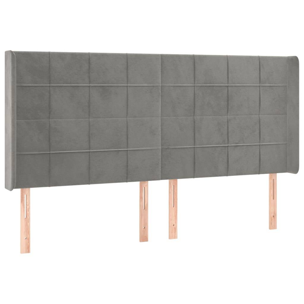 vidaXL LED Kopfteil Hellgrau 163x16x118/128 cm Samt