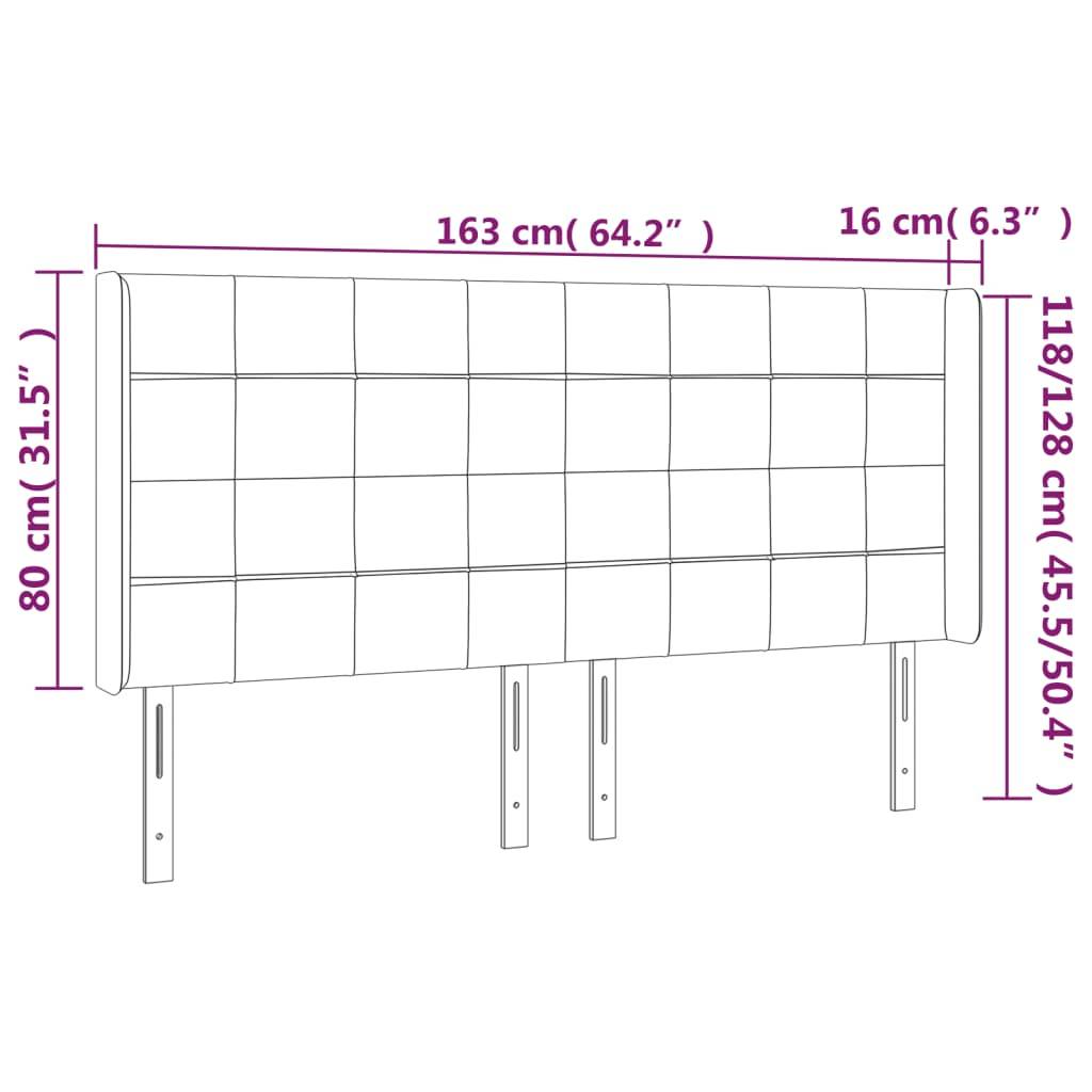 vidaXL LED Kopfteil Hellgrau 163x16x118/128 cm Samt