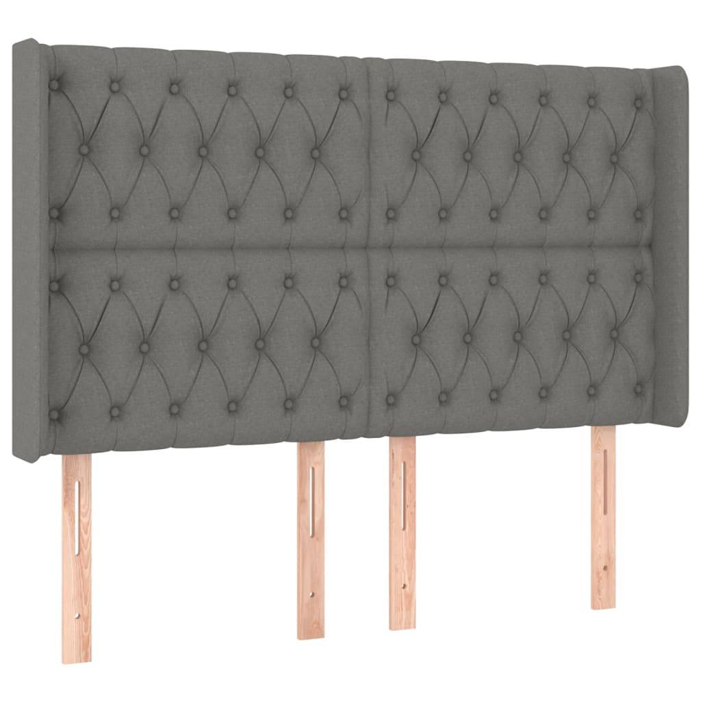 vidaXL LED Kopfteil Dunkelgrau 163x16x118/128 cm Stoff