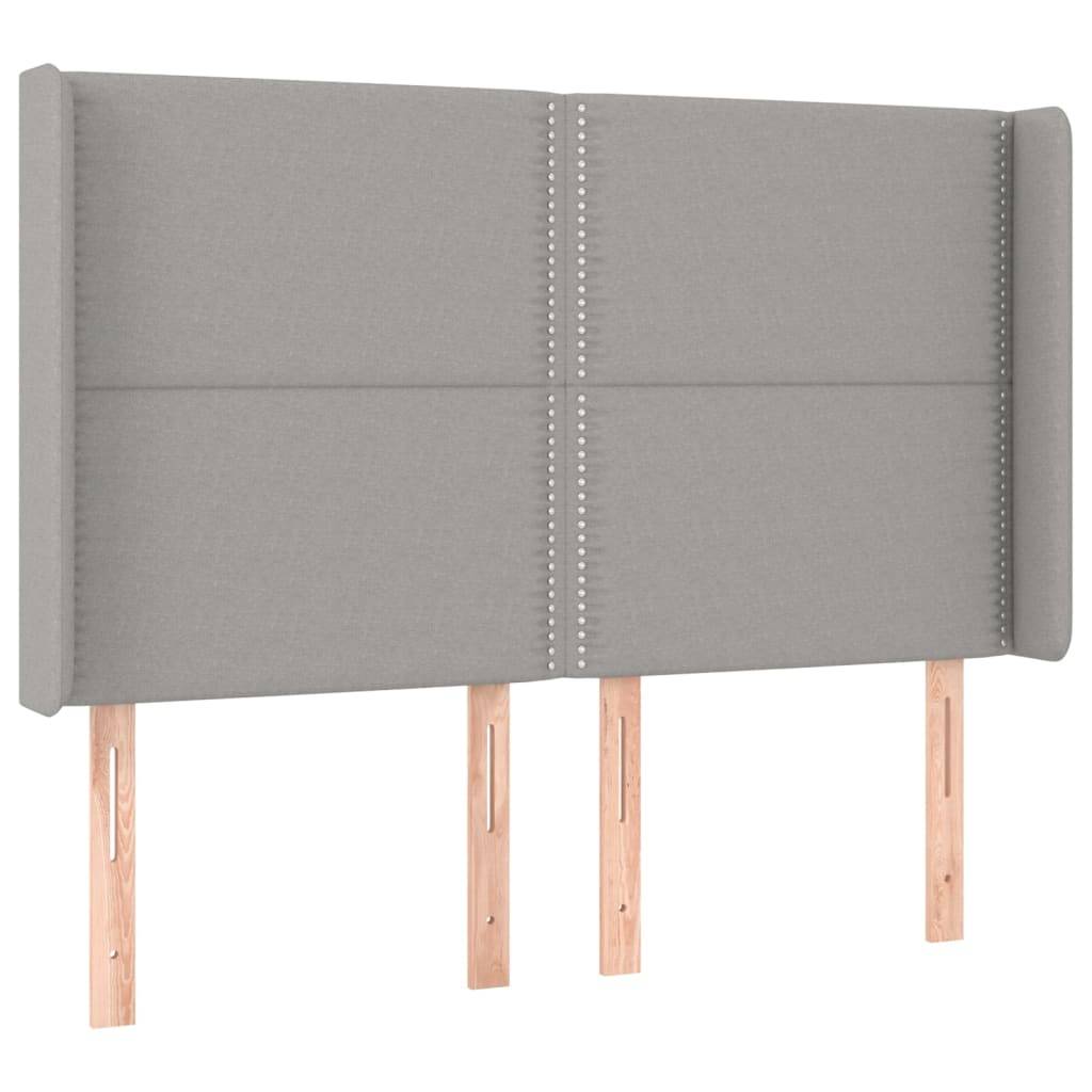 vidaXL Kopfteil mit Ohren Hellgrau 147x16x118/128 cm Stoff