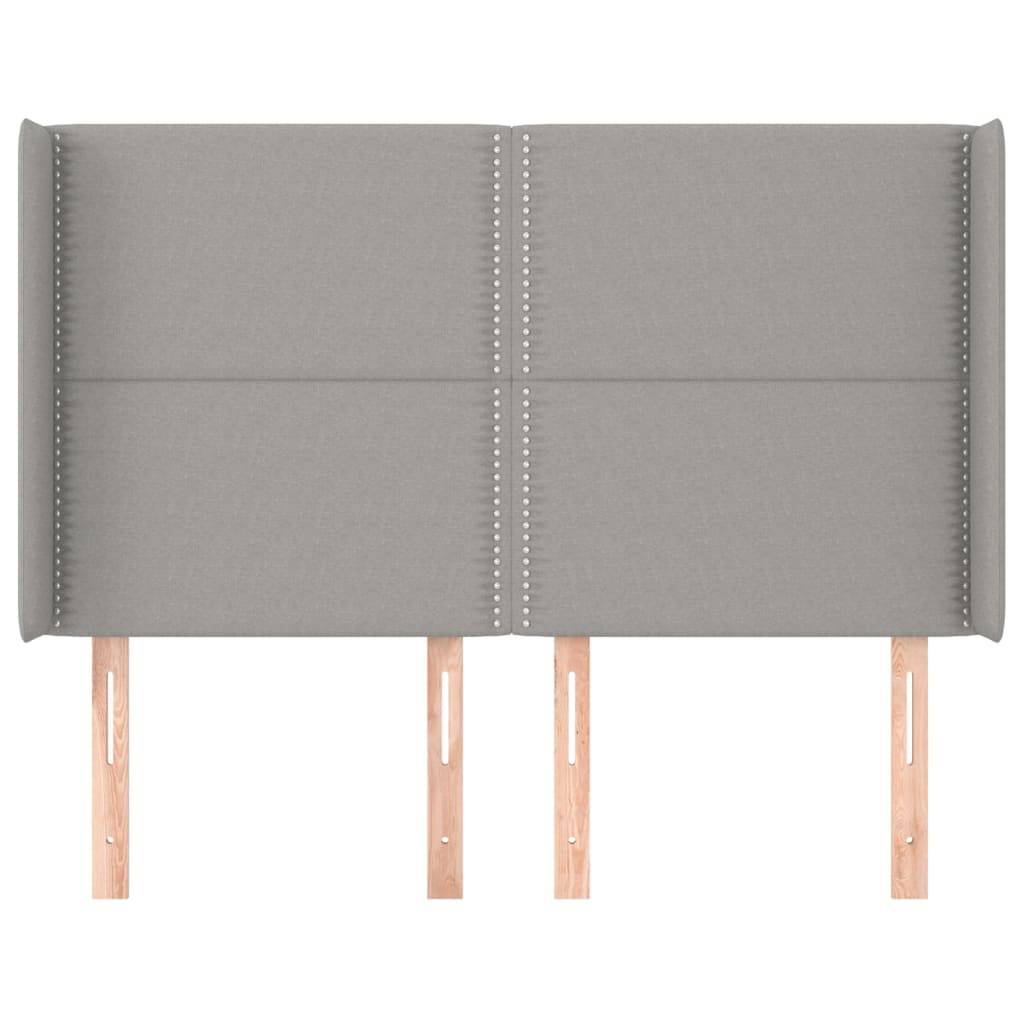 vidaXL Kopfteil mit Ohren Hellgrau 147x16x118/128 cm Stoff