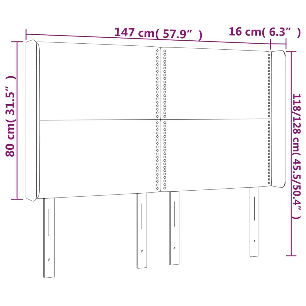 vidaXL Kopfteil mit Ohren Hellgrau 147x16x118/128 cm Stoff