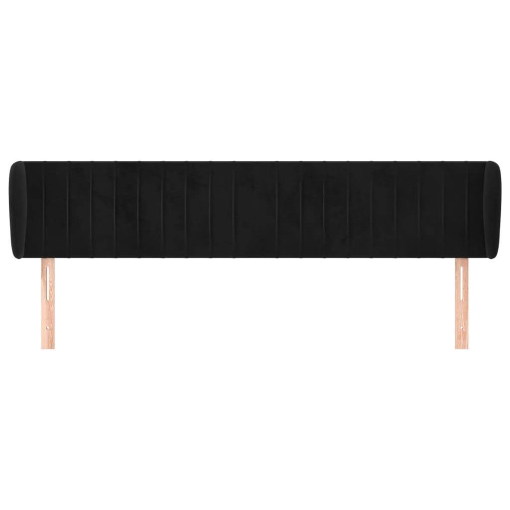 vidaXL Kopfteil mit Ohren Schwarz 183x23x78/88 cm Samt