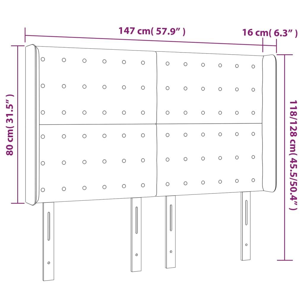 vidaXL LED Kopfteil Dunkelbraun 147x16x118/128 cm Stoff